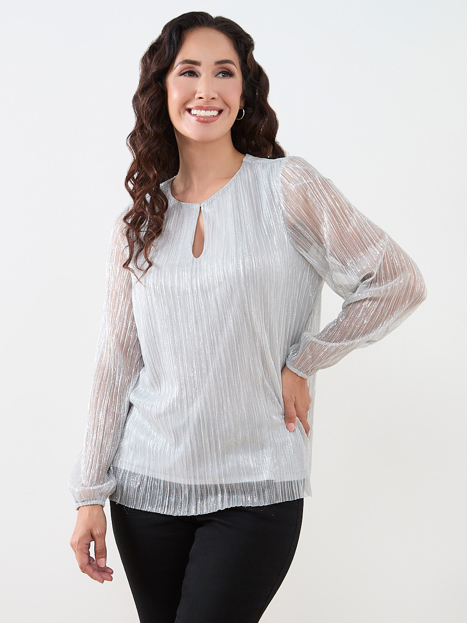 Petite Shimmer Crinkle Top