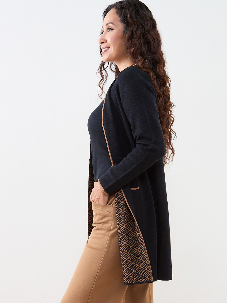 Petite Tipped Longline Cardigan