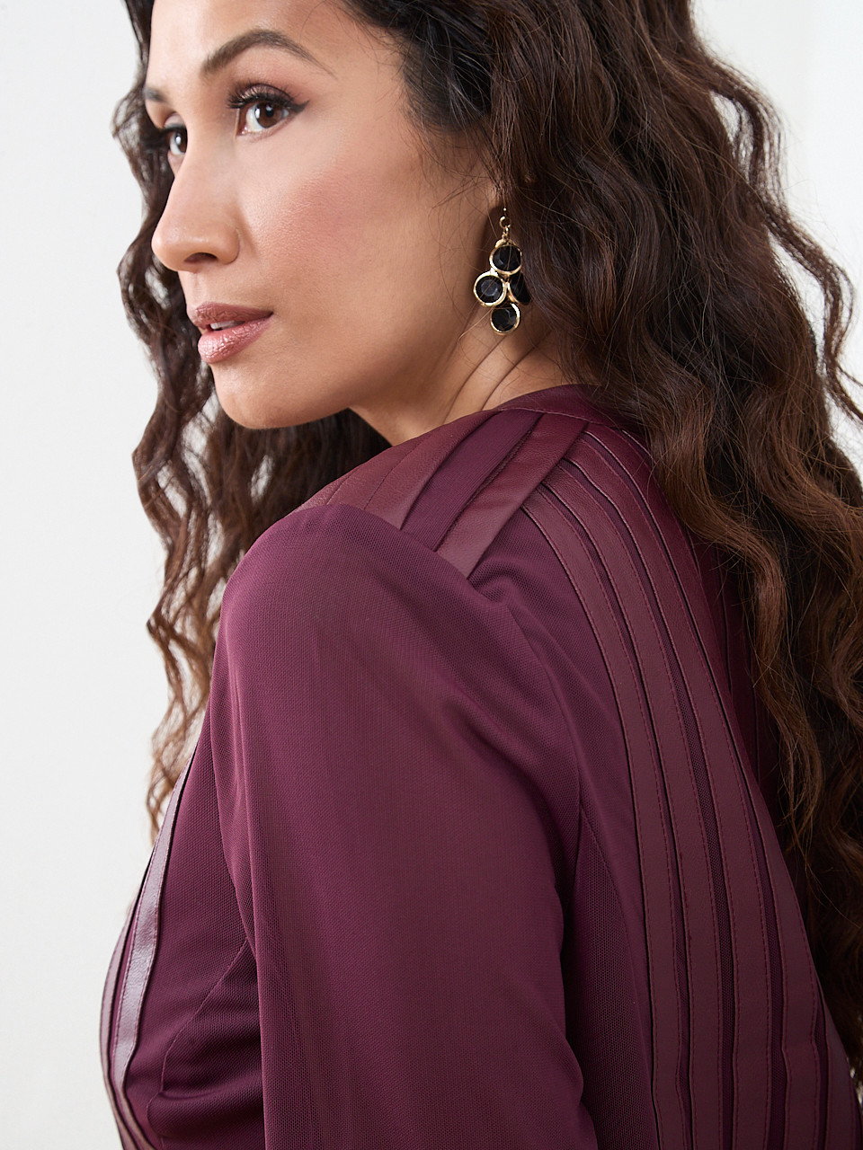 Petite Vegan Leather and Mesh Jacket