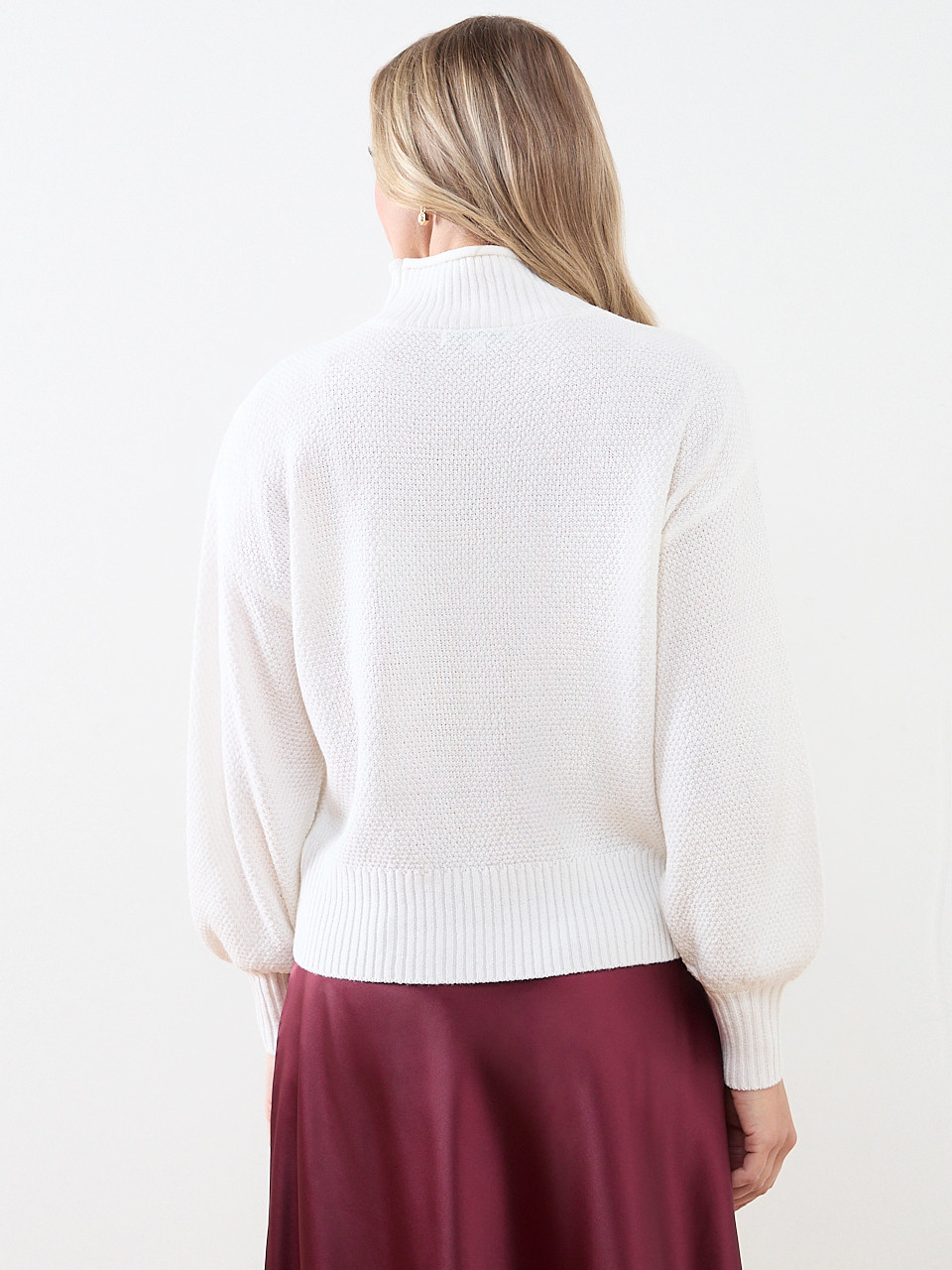 Rose Appliqué Mock Neck Sweater