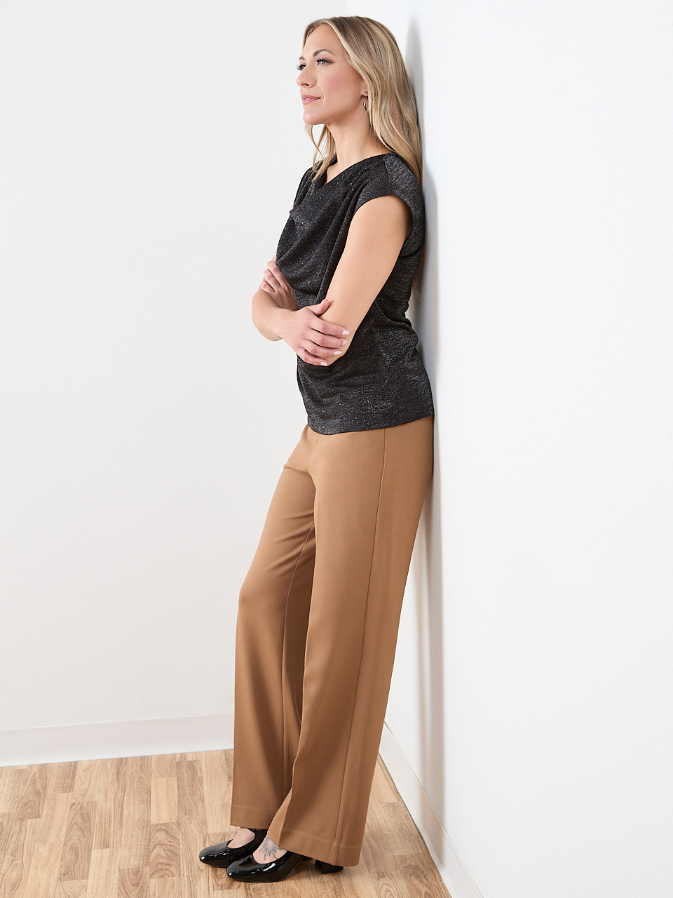 Shimmer Cowl-Neck Top