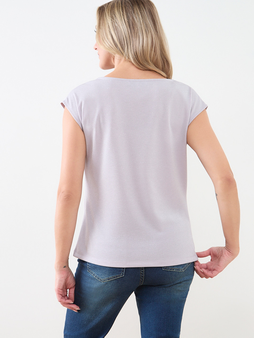 Shimmering Cowl-Neck Top