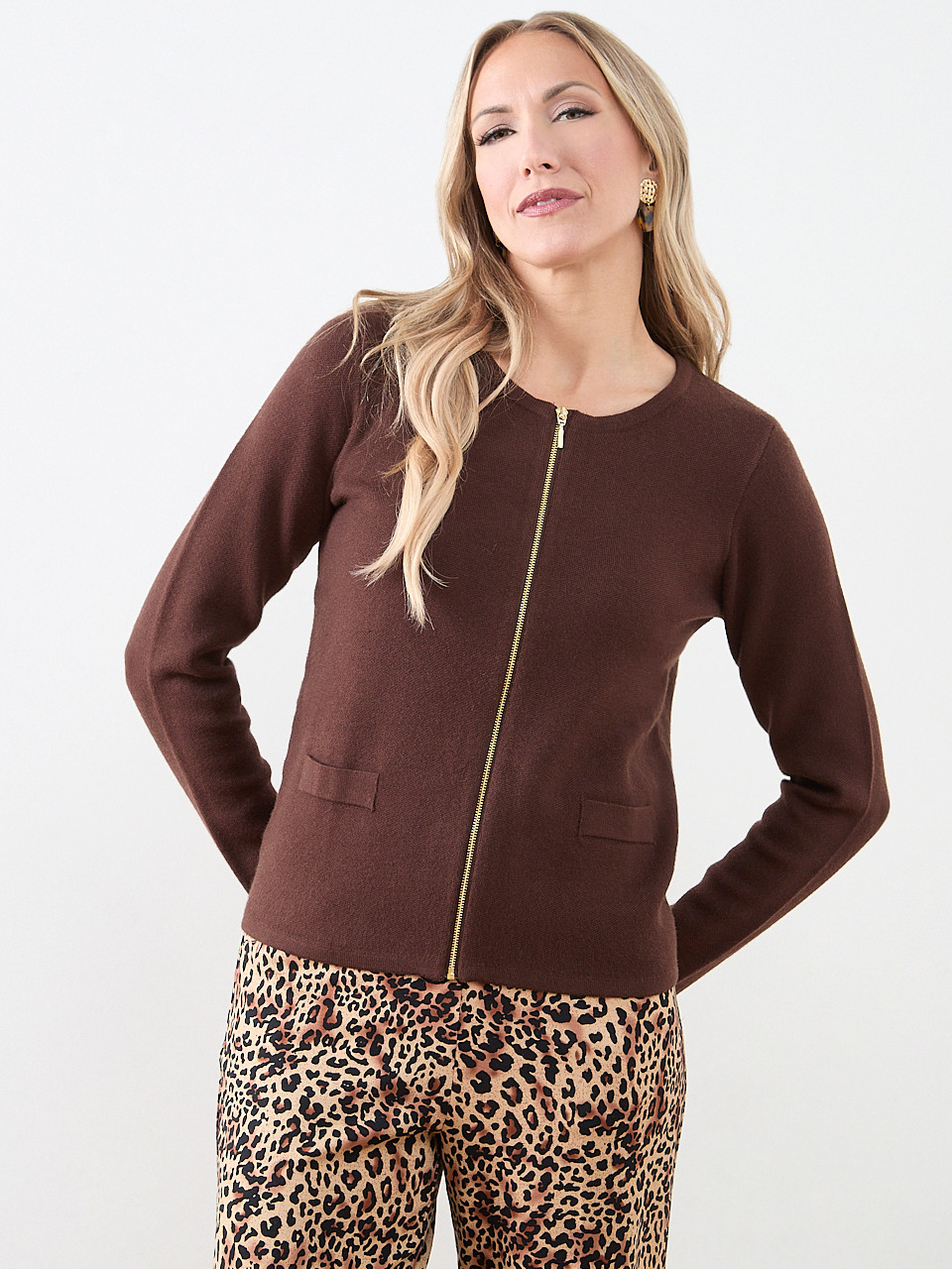 Short-Length Zip Front Sweater