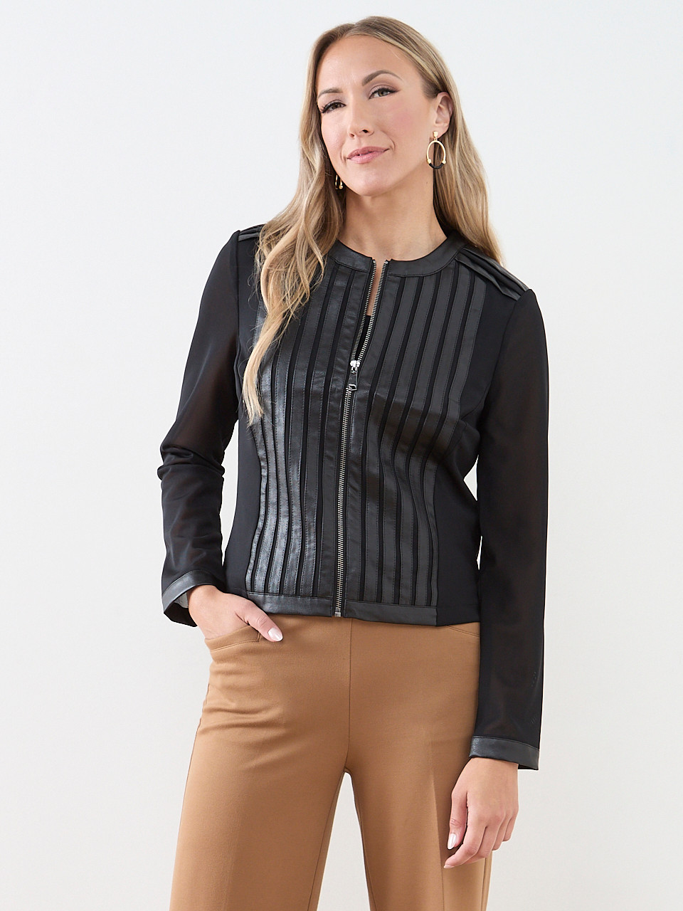 Vegan Leather and Mesh Jacket
