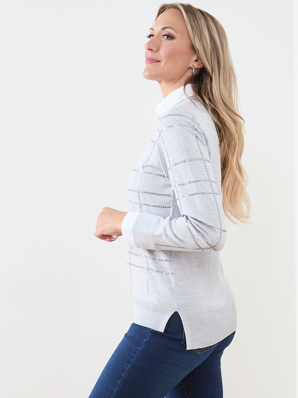 V-Neck Sequin Fooler Sweater