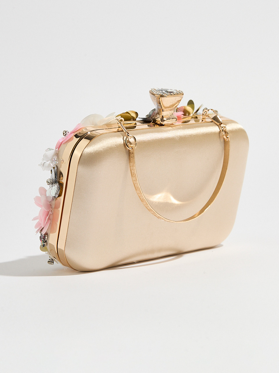 Bead Embroidery Floral Clutch Handbag