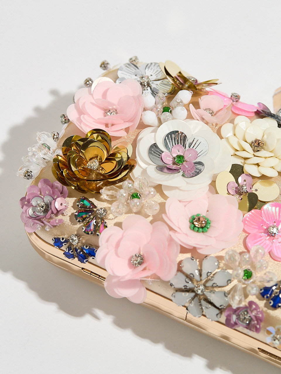 Bead Embroidery Floral Clutch Handbag