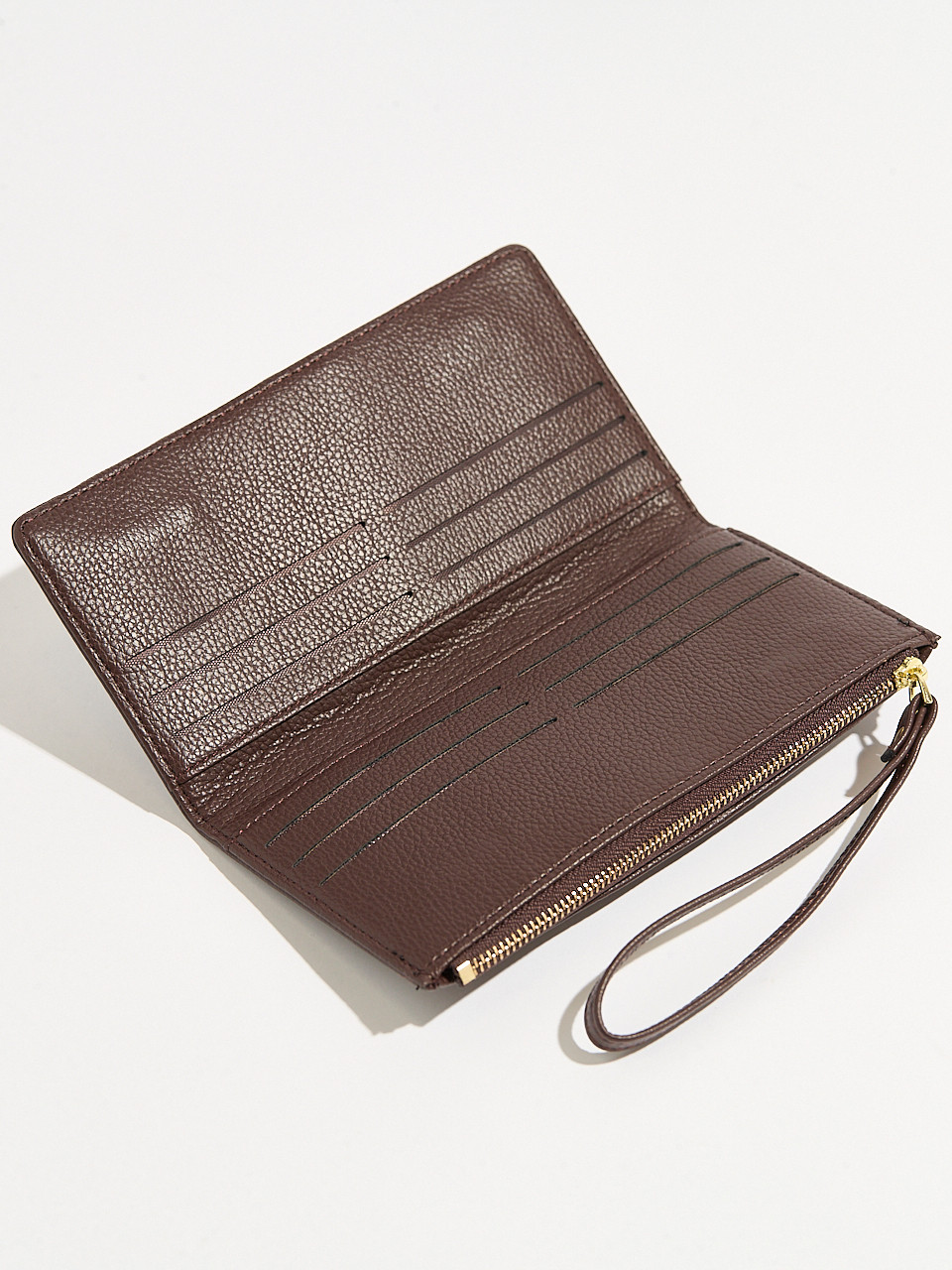 Chocolate Faux Leather Wristlet