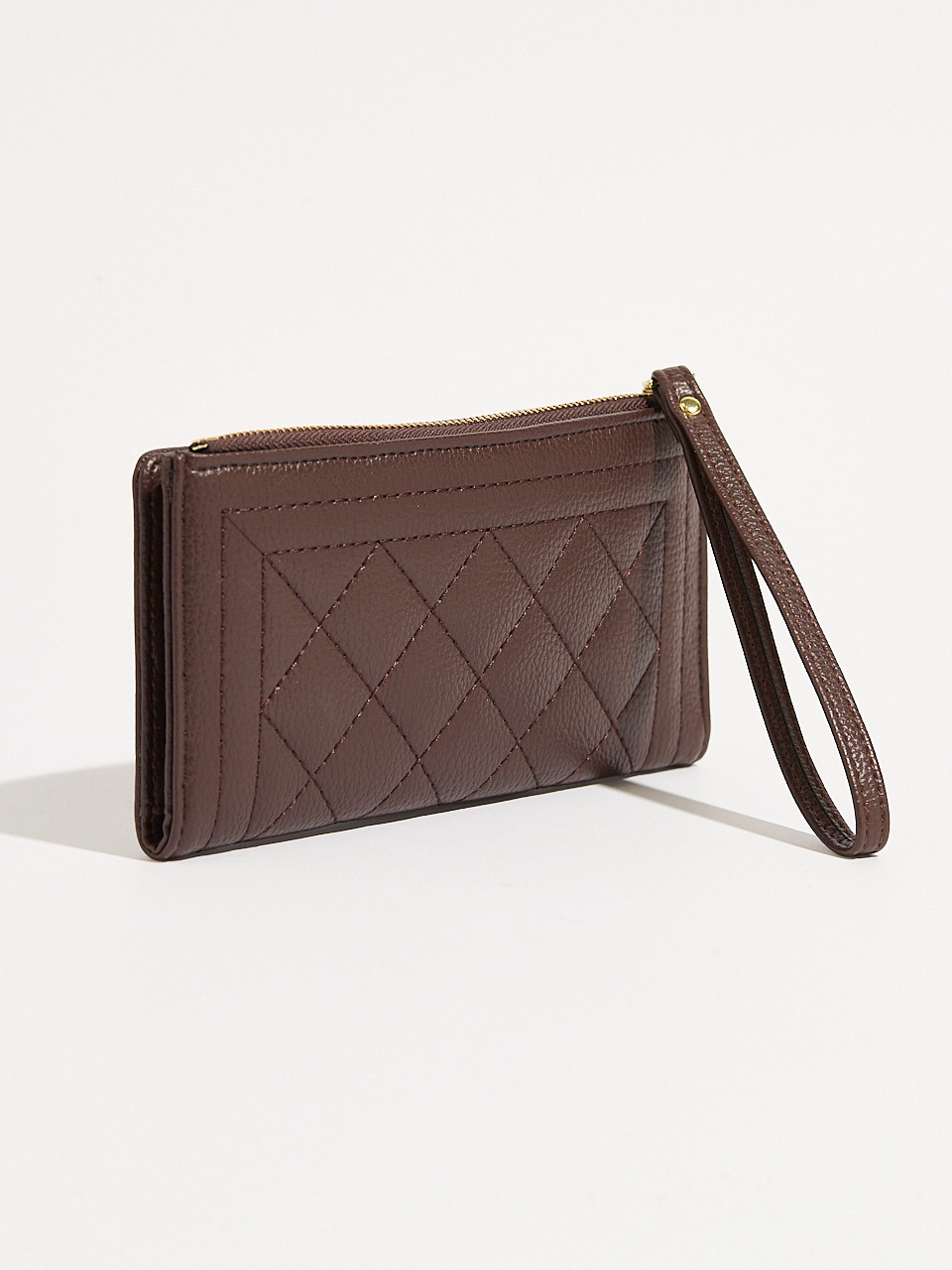 Chocolate Faux Leather Wristlet