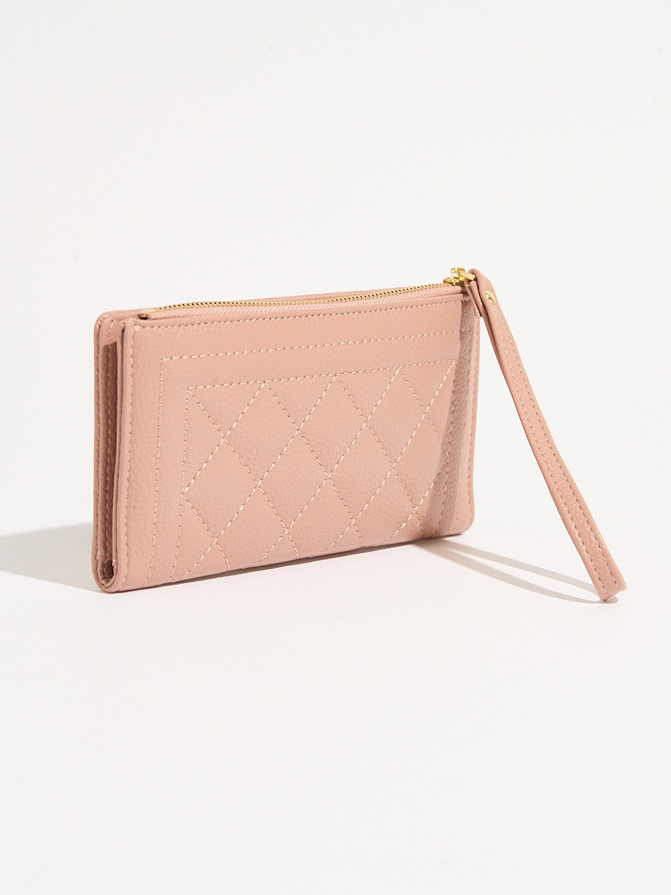 Dusty Pink Faux Leather Wristlet