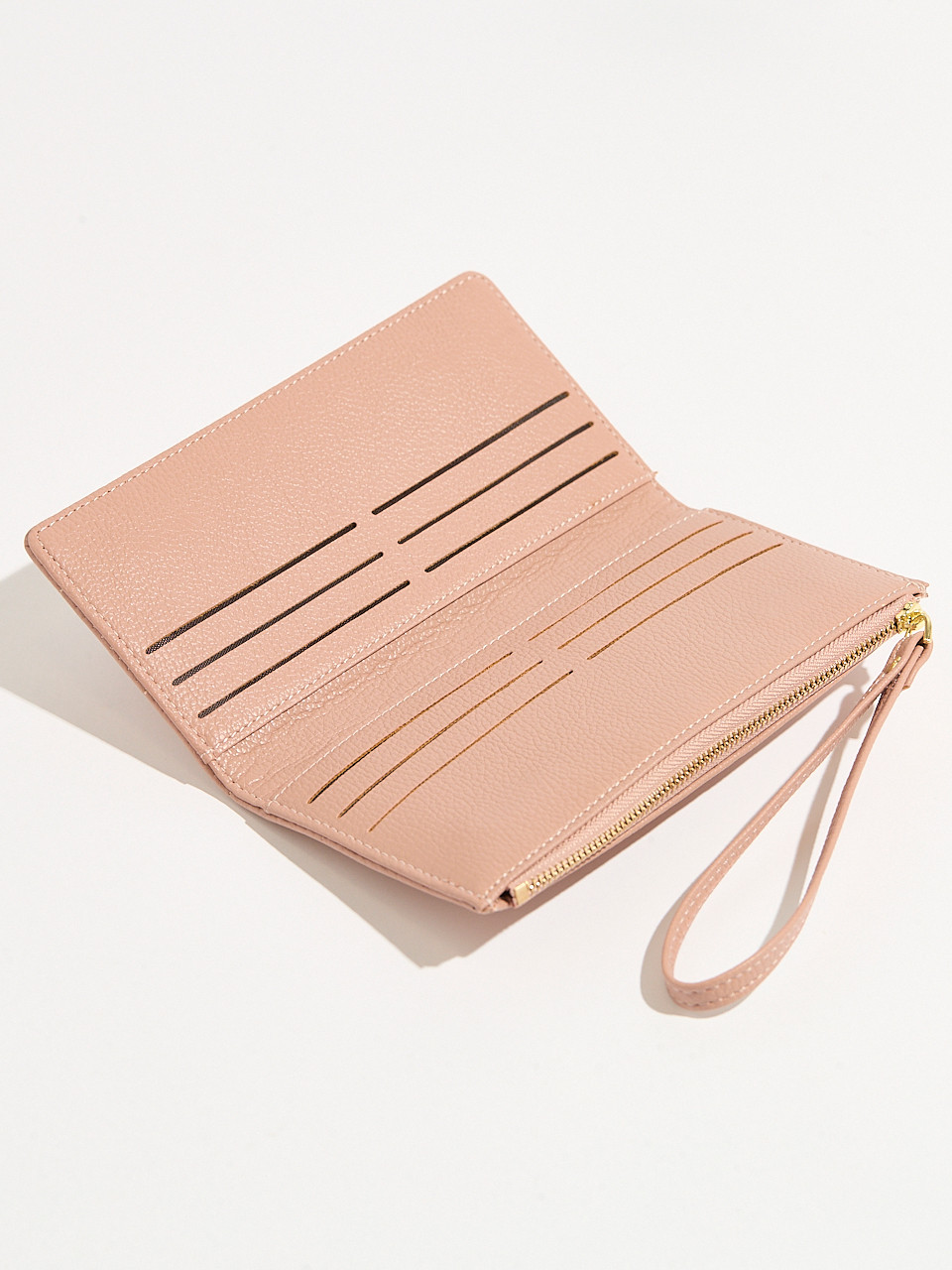 Dusty Pink Faux Leather Wristlet