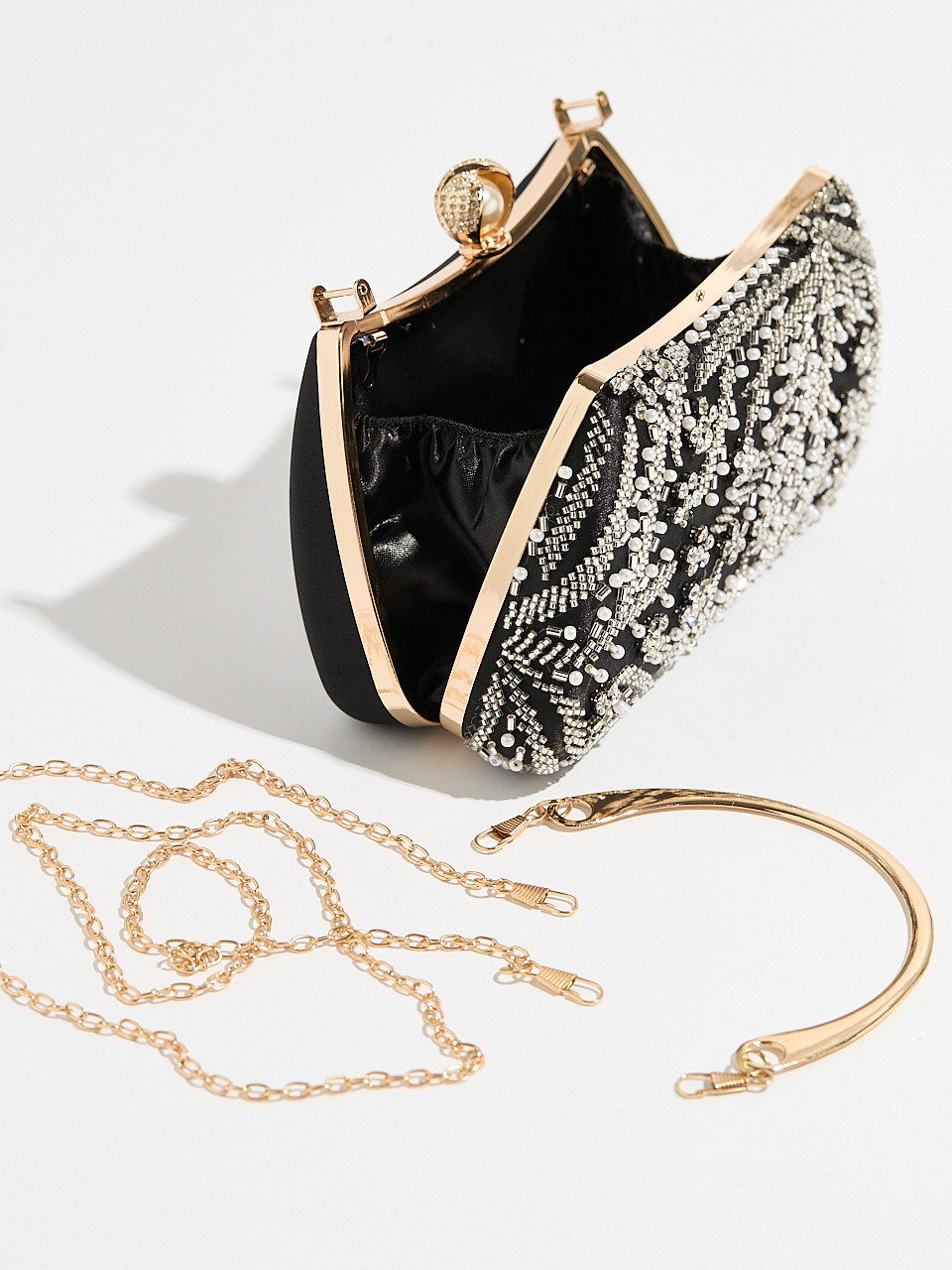 Gold Pearl Clutch Handbag