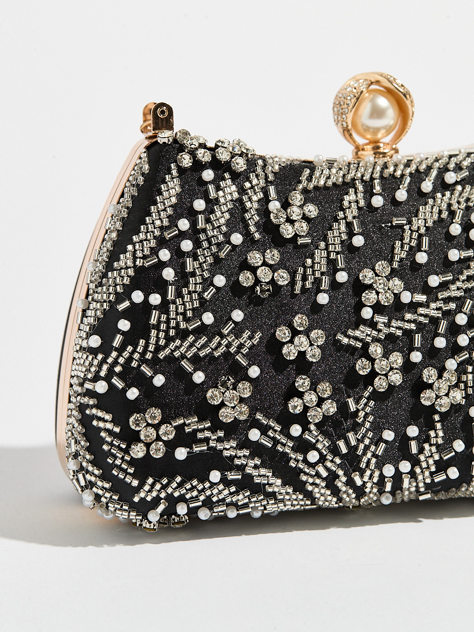 Gold Pearl Clutch Handbag