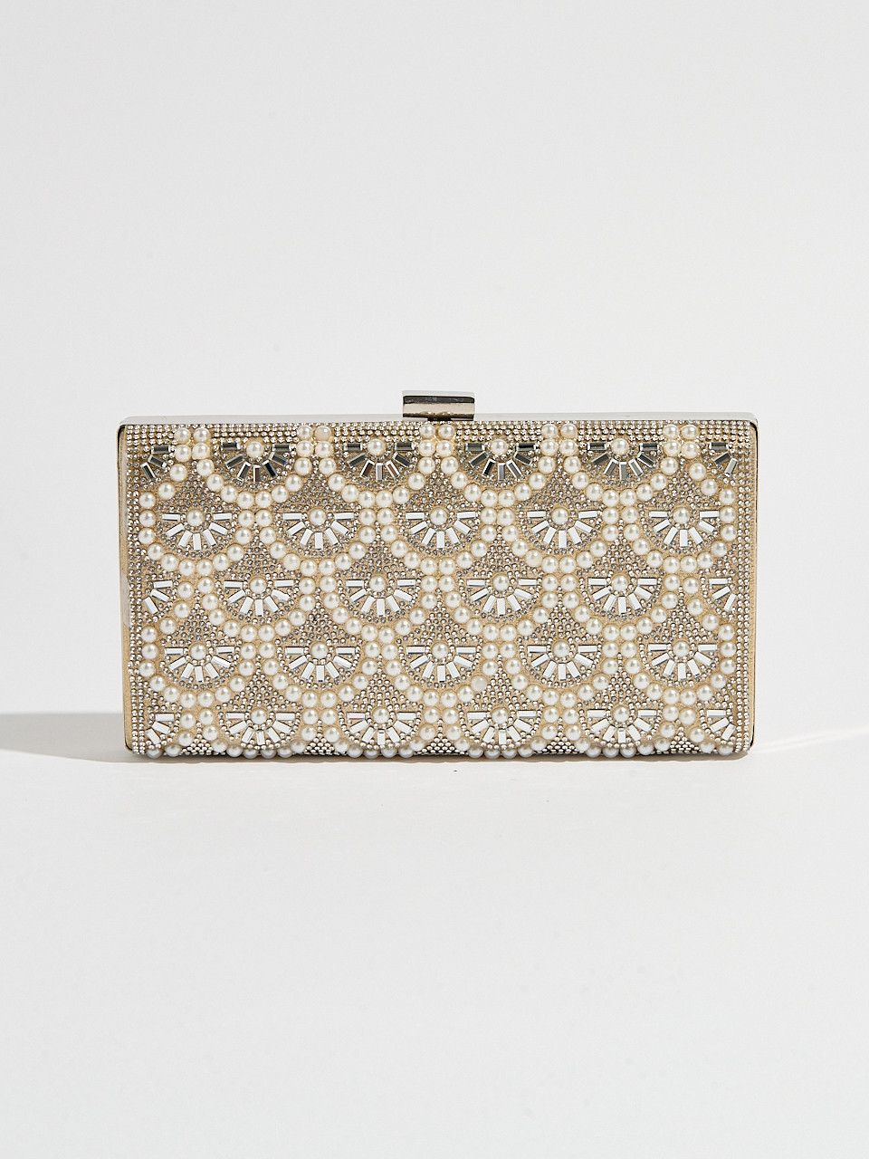 Pearl & Gem Gold Clutch Handbag