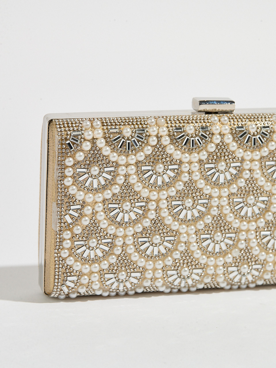 Pearl & Gem Gold Clutch Handbag