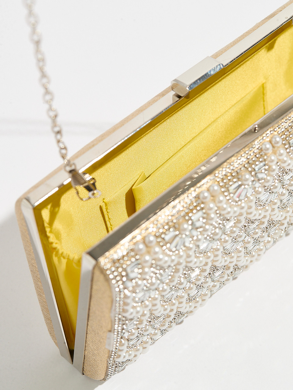 Pearl & Gem Gold Clutch Handbag