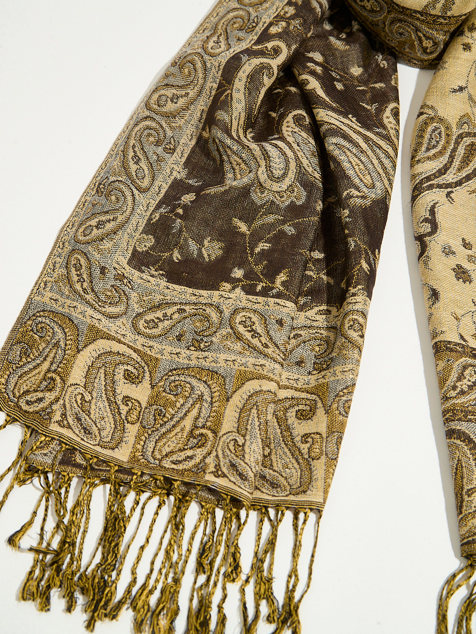 Small Chocolate Paisley Print Pashmina
