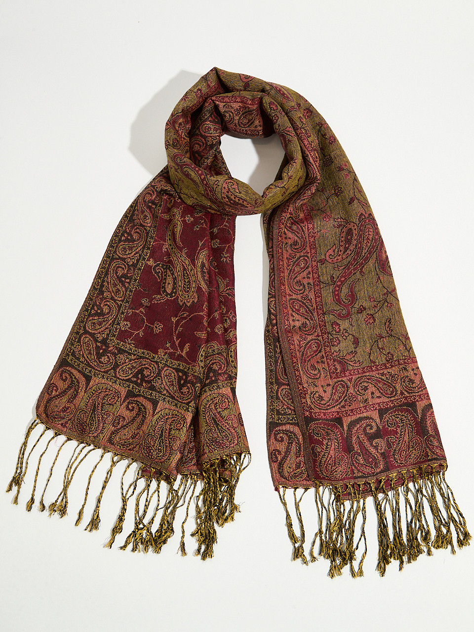 Small Dark Cherry Paisley Print Pashmina