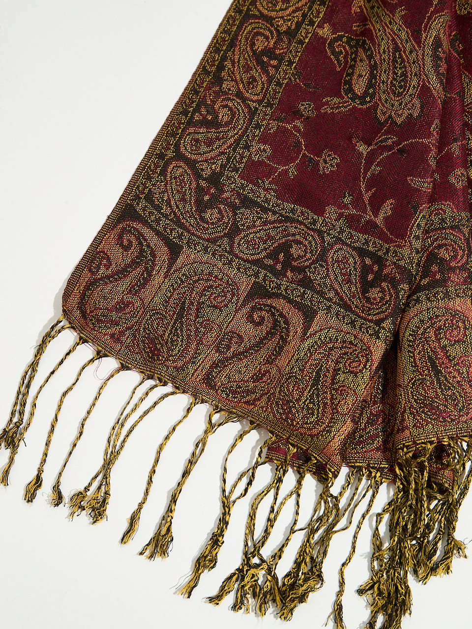 Small Dark Cherry Paisley Print Pashmina