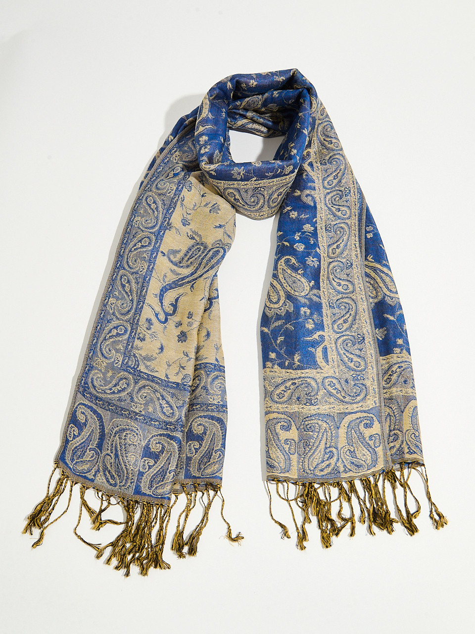 Small Navy Paisley Print Pashmina