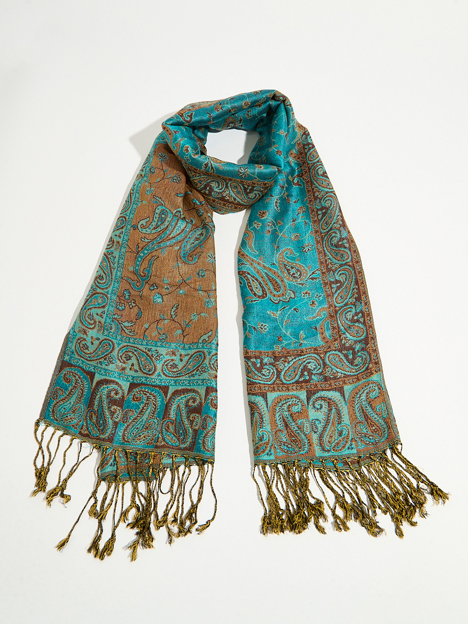 Small Teal Paisley Print Pashmina