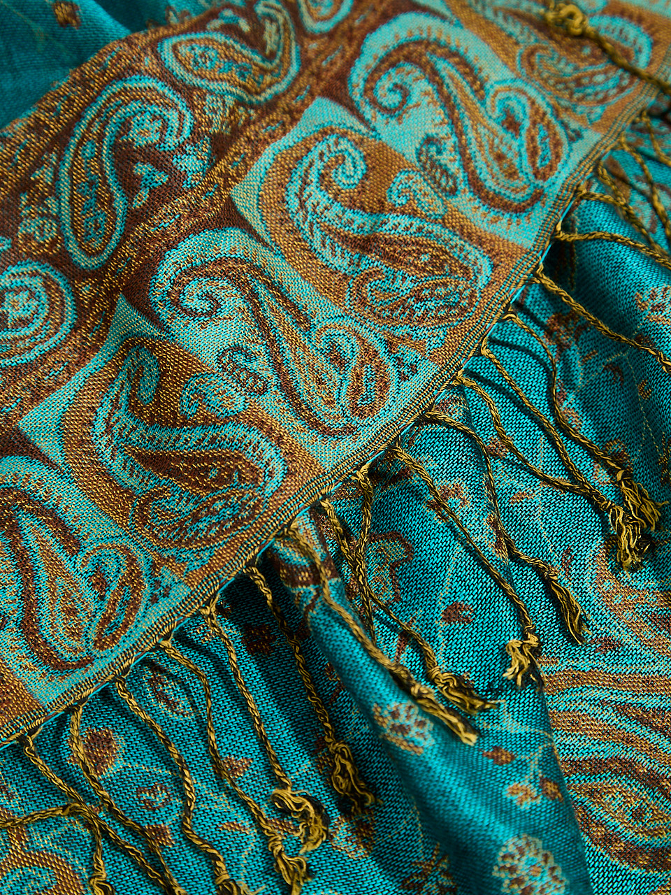 Small Teal Paisley Print Pashmina