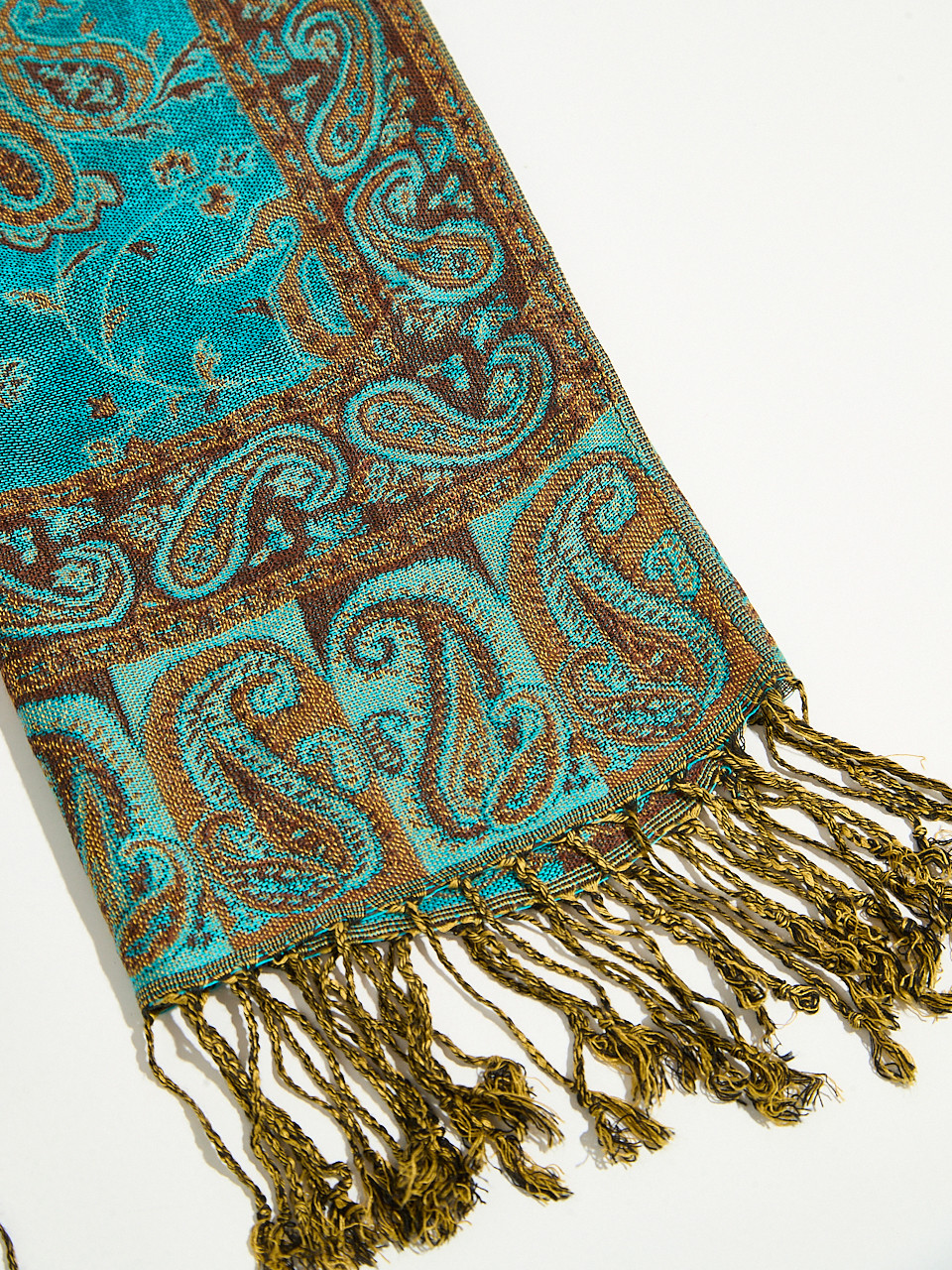 Small Teal Paisley Print Pashmina