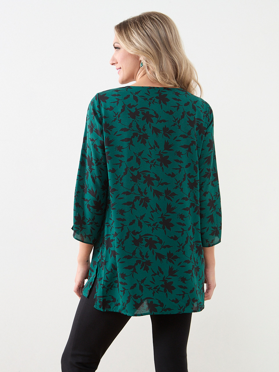 3/4 Sleeve Sequin Trim Tunic