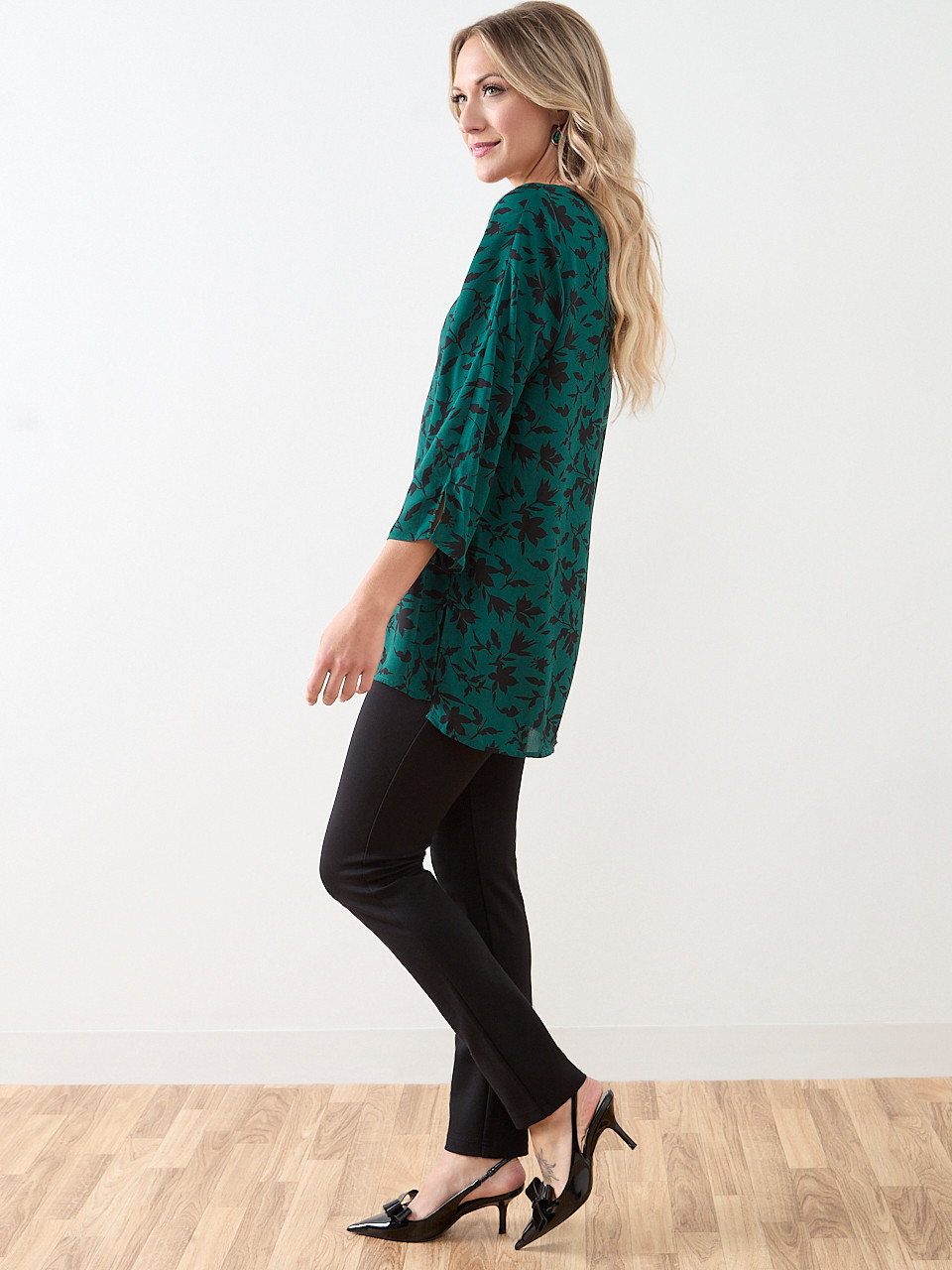 3/4 Sleeve Sequin Trim Tunic