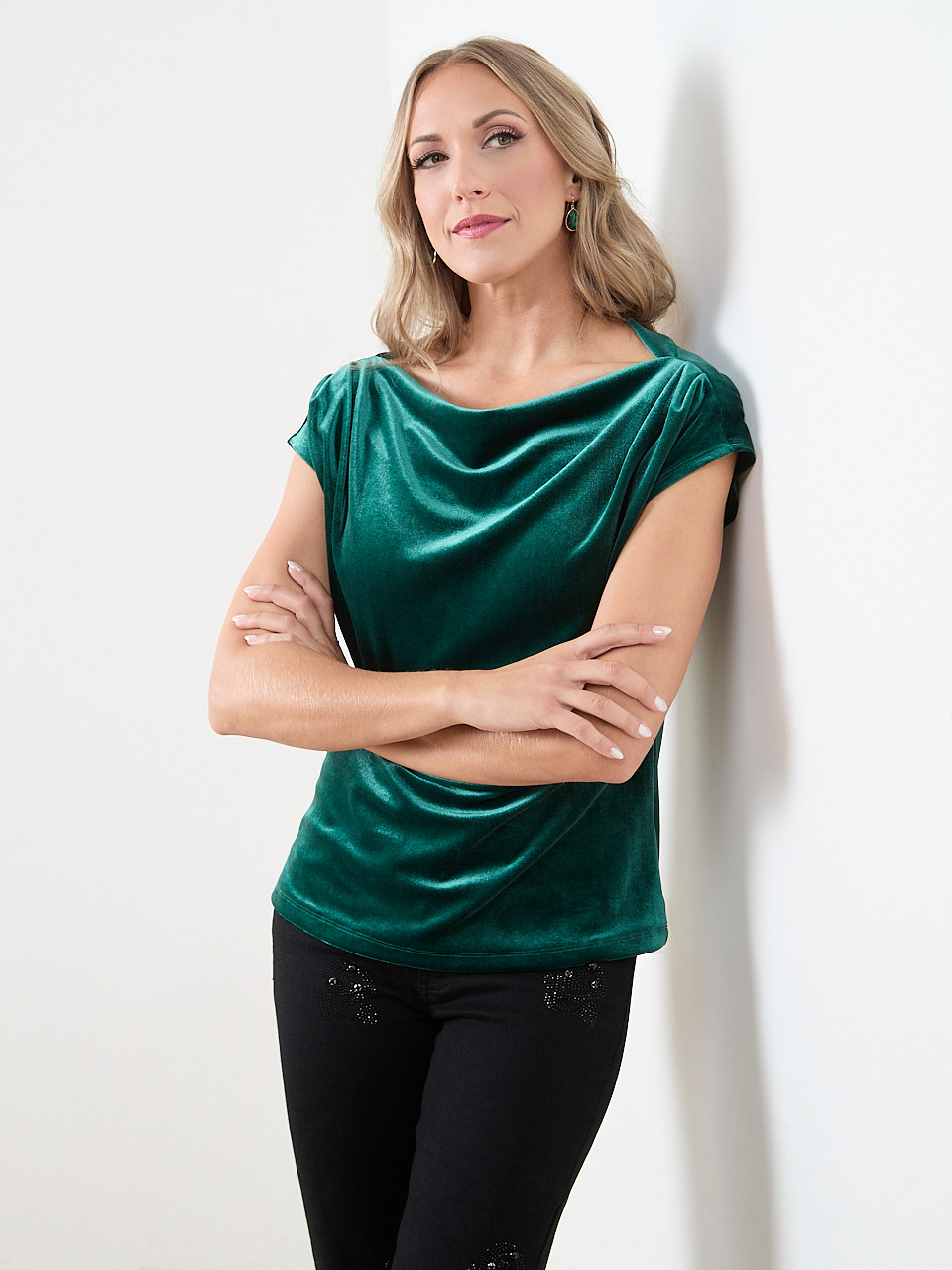 Cap Sleeve Velvet Top with Choker | Cleo