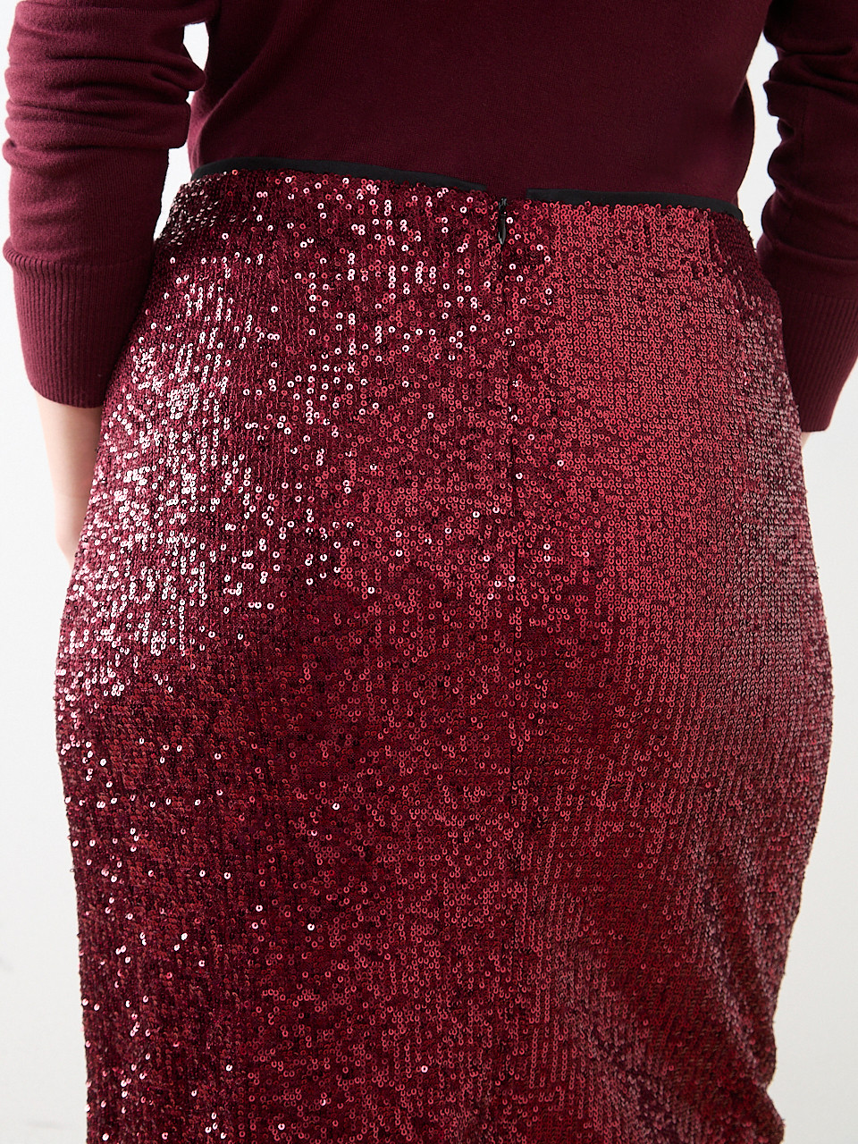 Dark Cherry Knee-Length Skirt