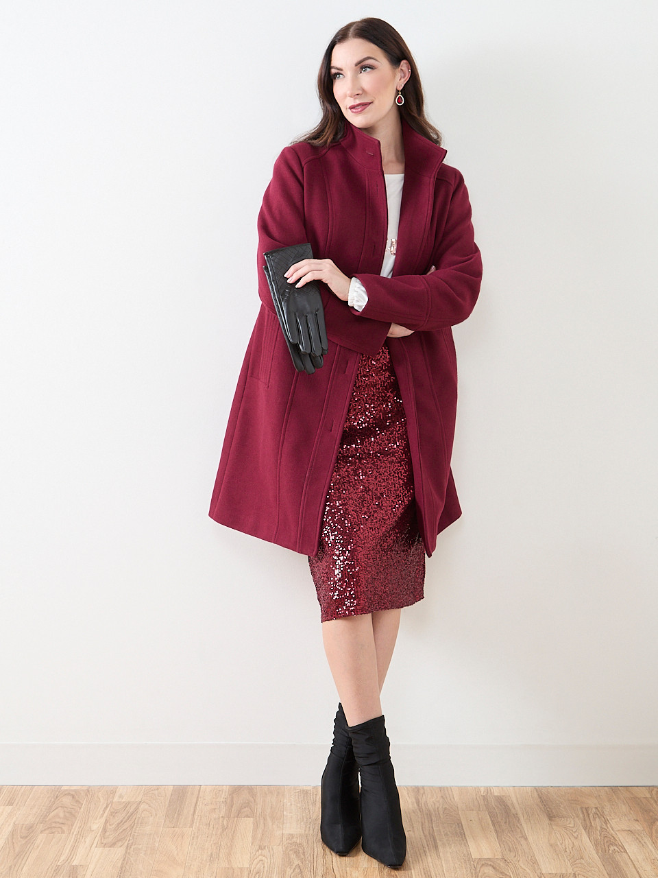 Dark Cherry Knee-Length Skirt