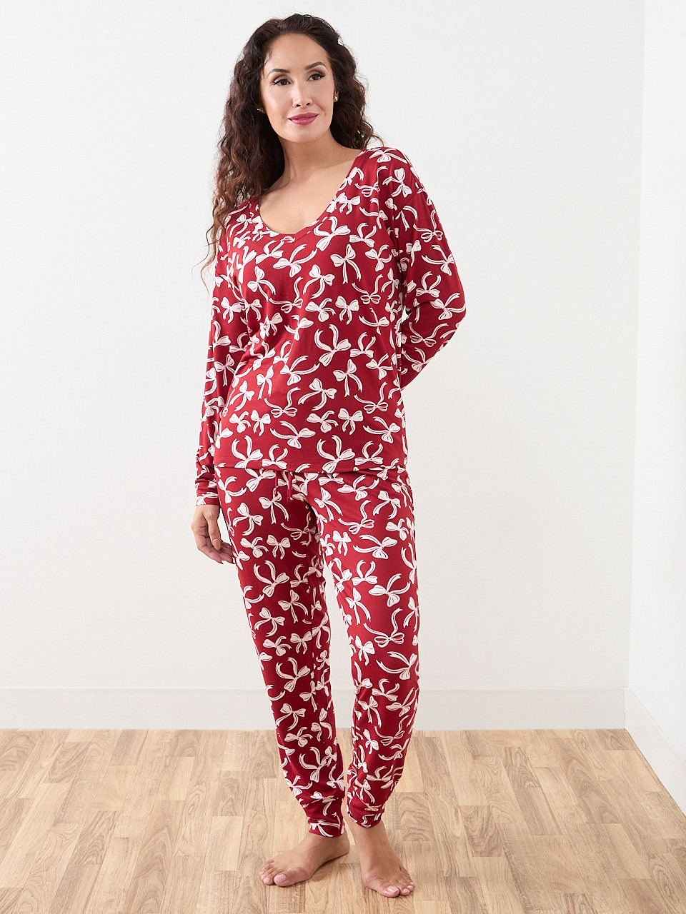 Festive Bow Print PJ Set