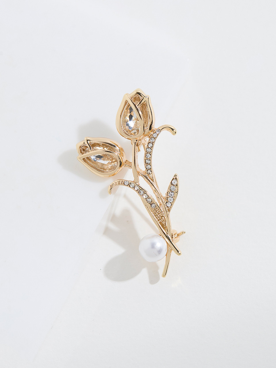 Gold & Crystal Tulip Pin