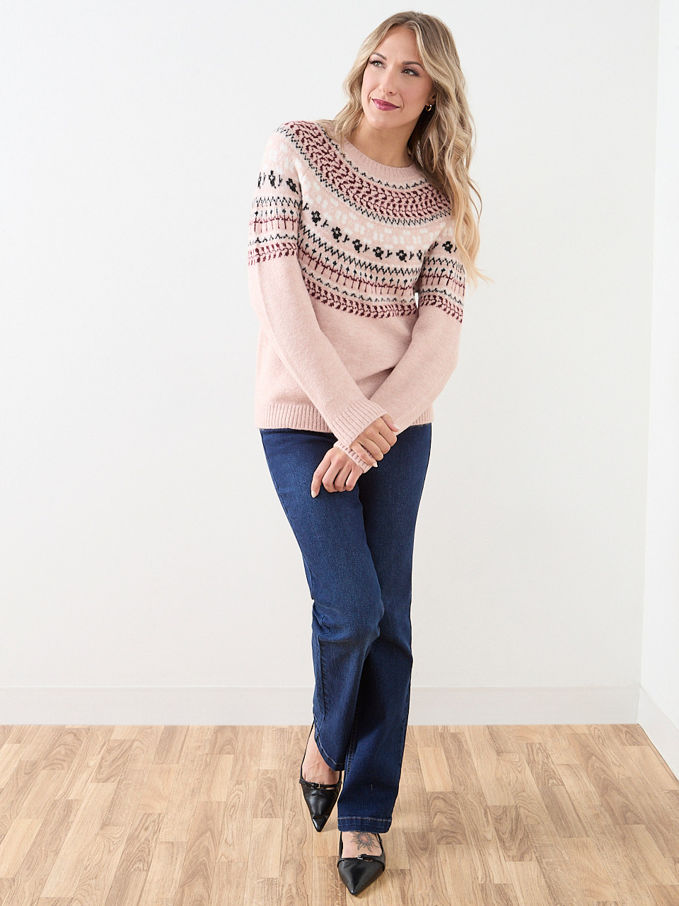 Long Sleeve Fairisle Crew Neck Sweater