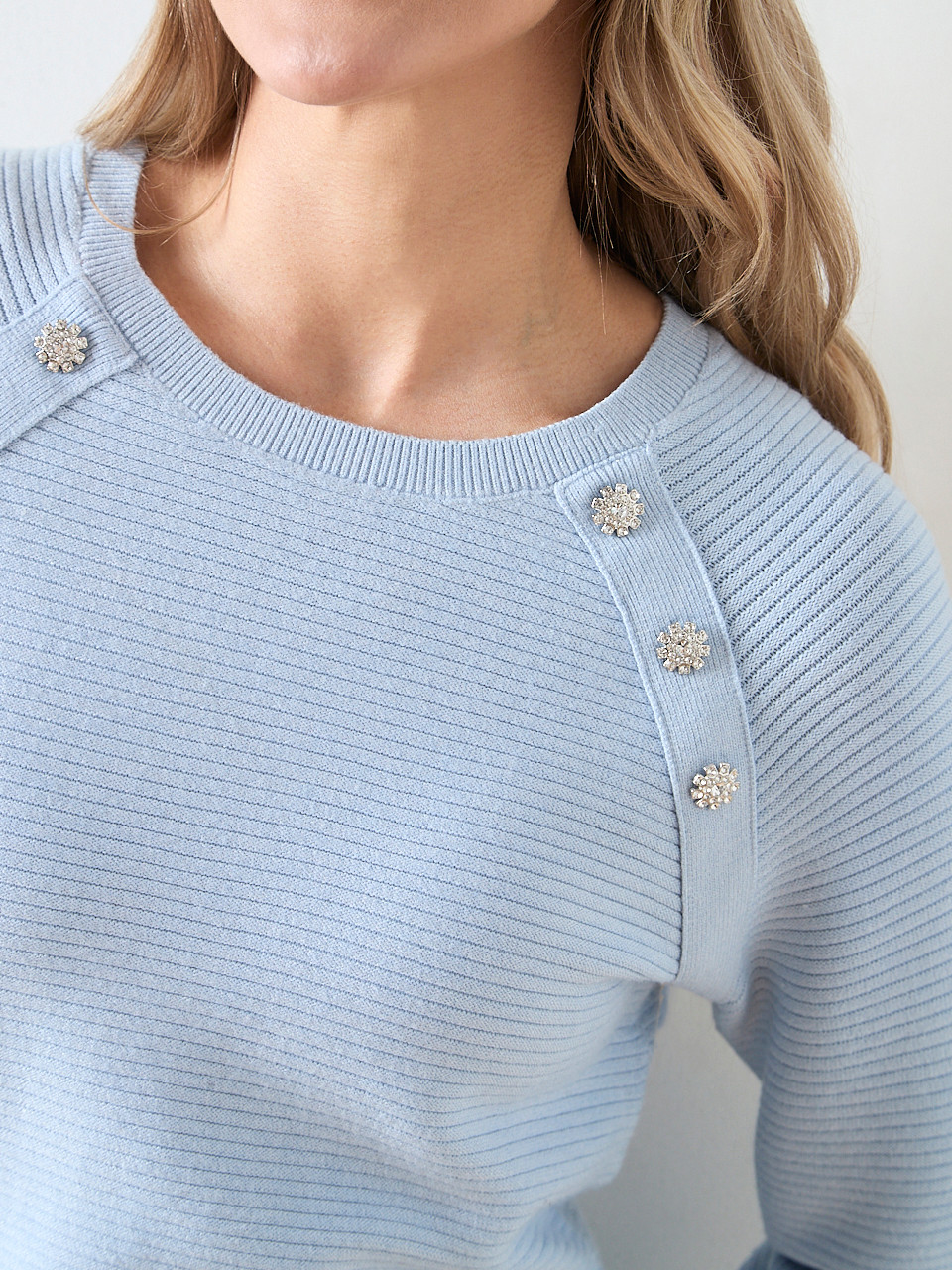 Long Sleeve Rhinestone Ottoman Sweater