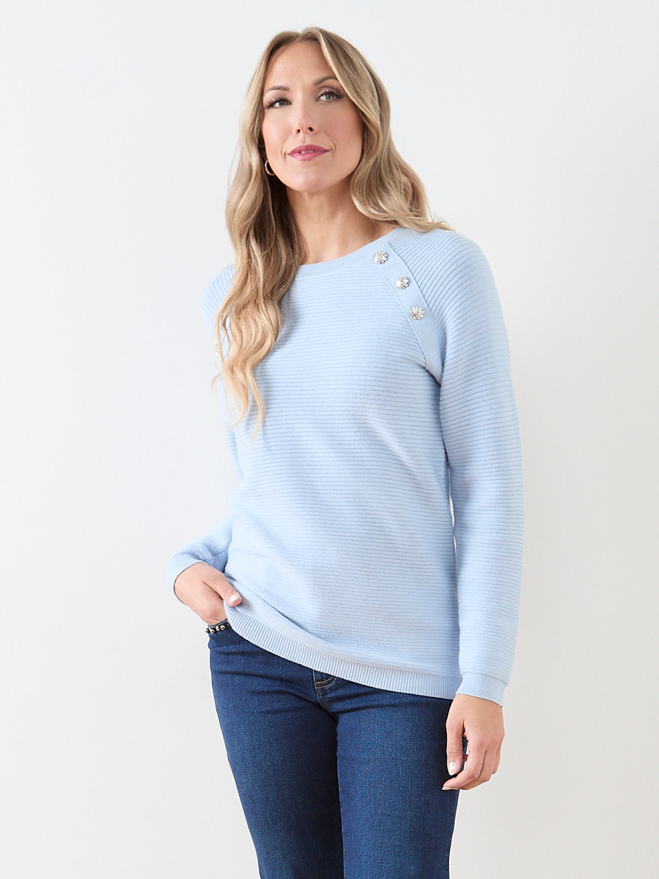 Long Sleeve Rhinestone Ottoman Sweater