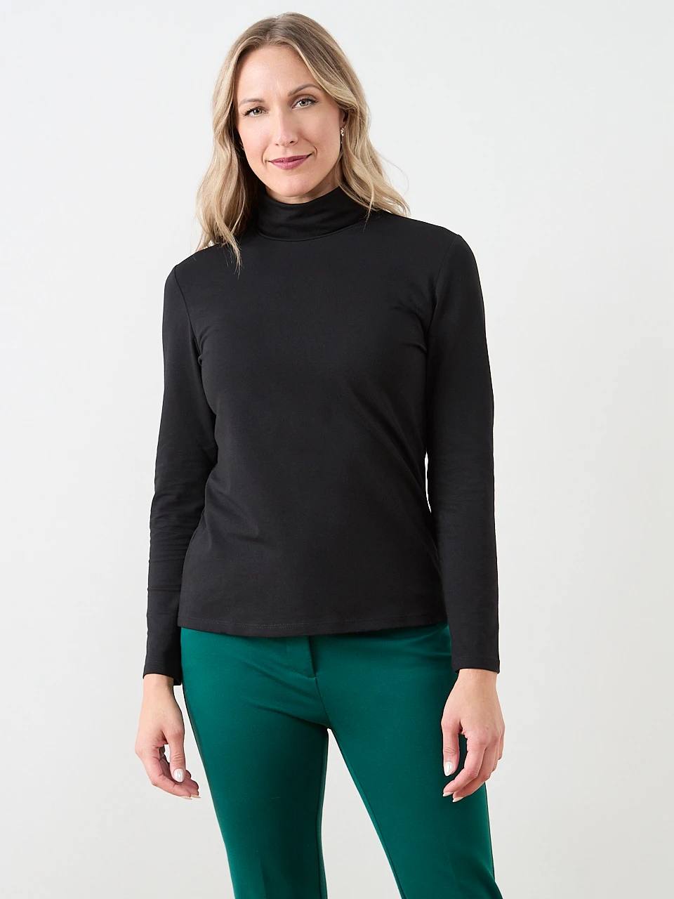 Long Sleeve Stretch Jersey Turtleneck