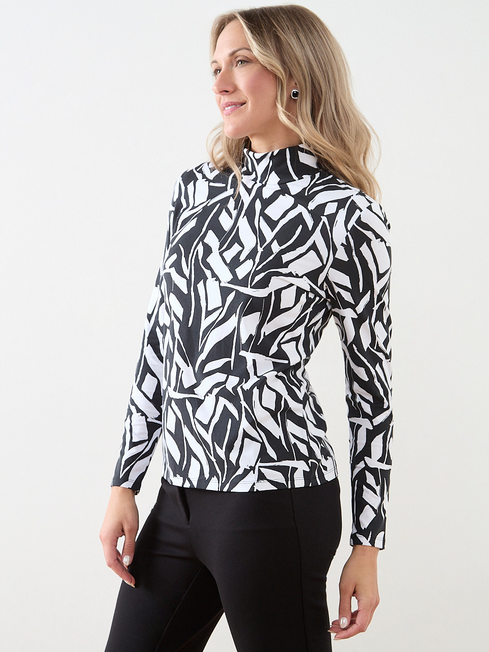 Long Sleeve Stretch-Jersey Turtleneck | Cleo
