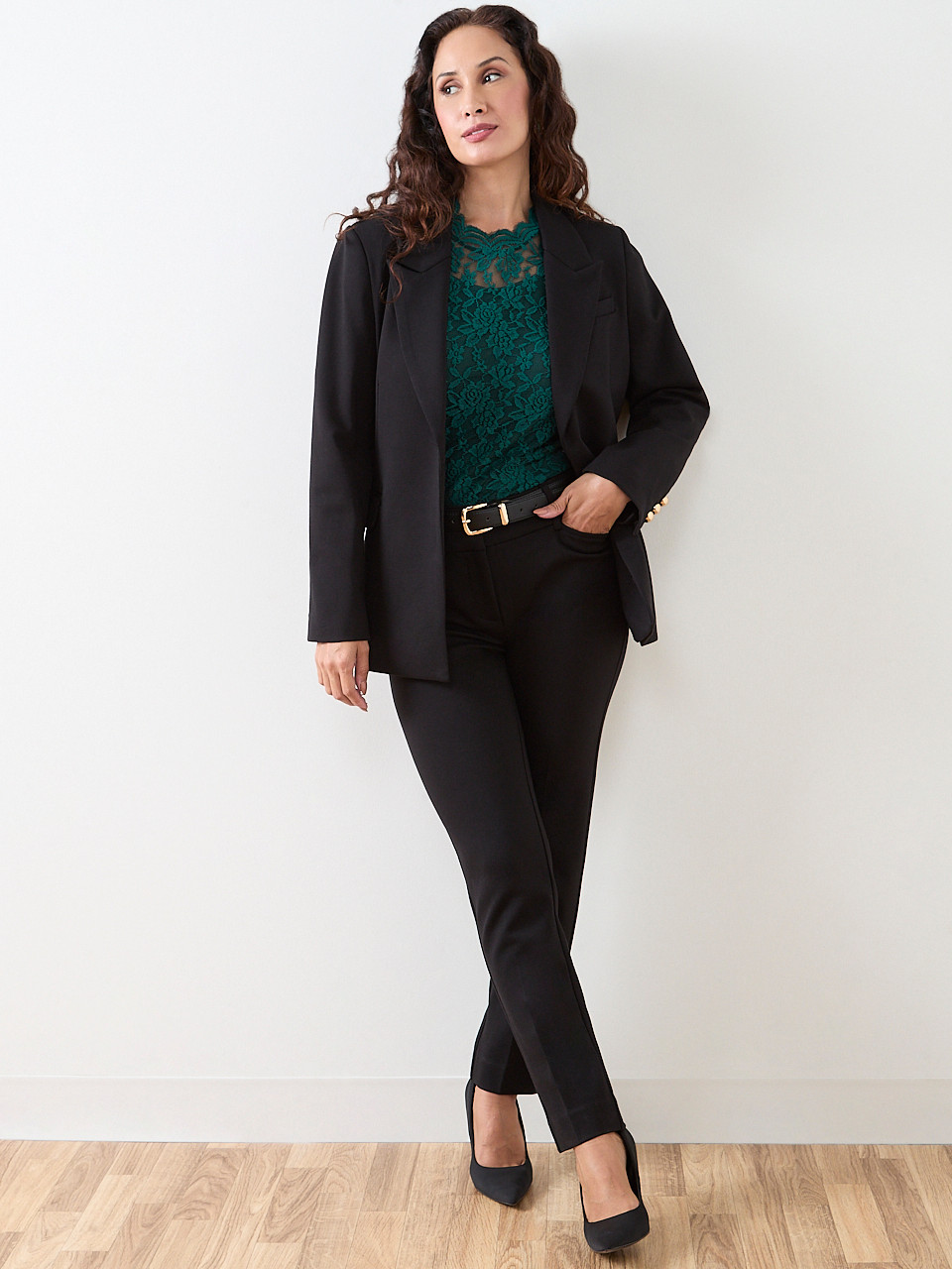 Petite Bracelet Sleeve Stretch Lace Top