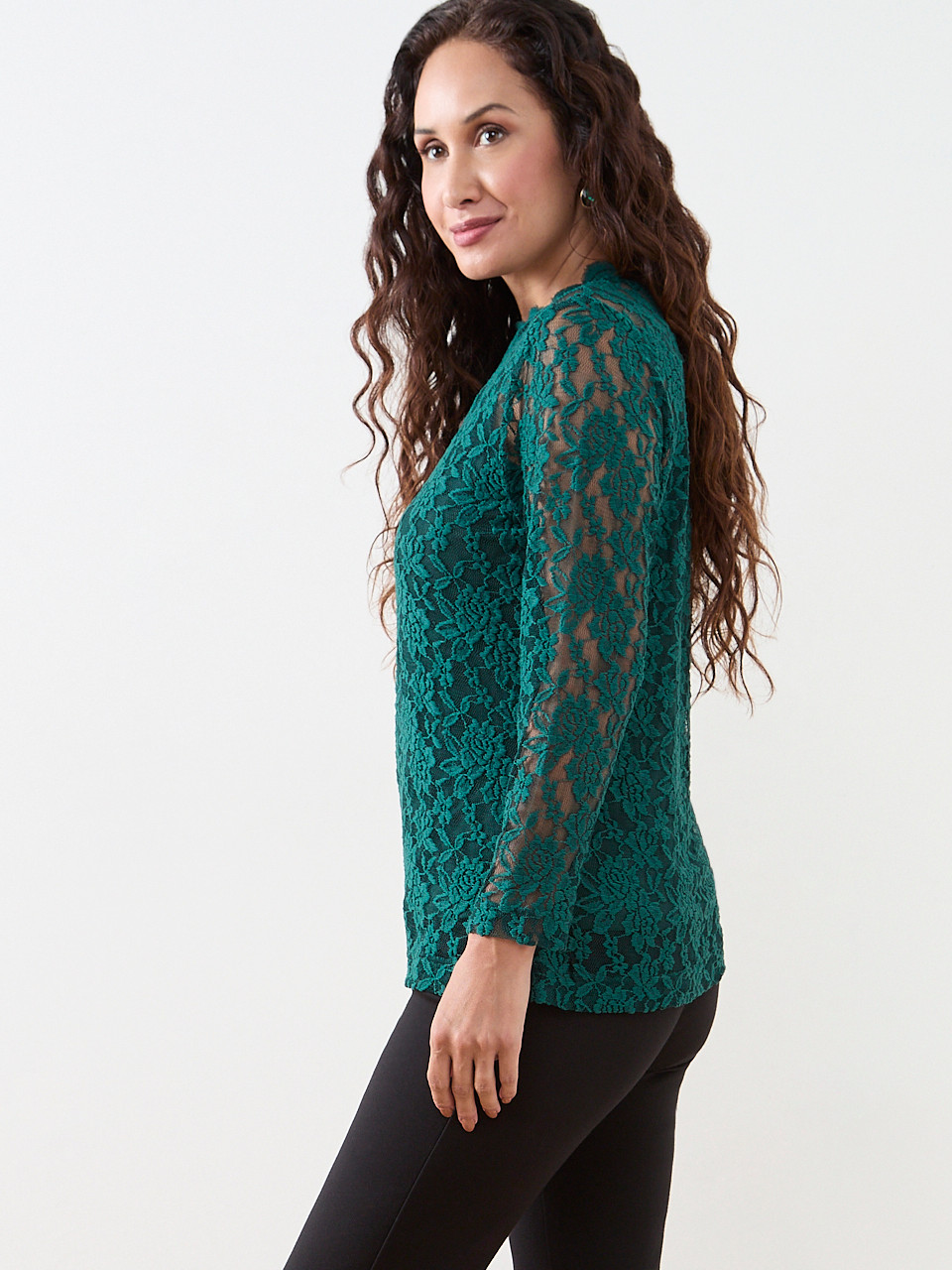 Petite Bracelet Sleeve Stretch Lace Top
