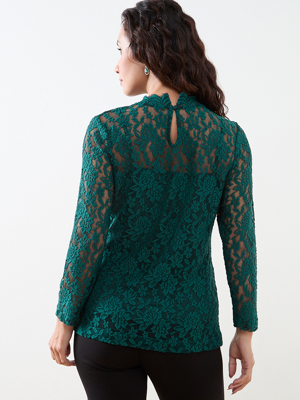 Petite Bracelet Sleeve Stretch Lace Top