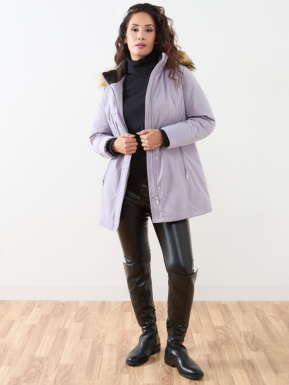 Petite Lavender Vegan Down Parka | Cleo