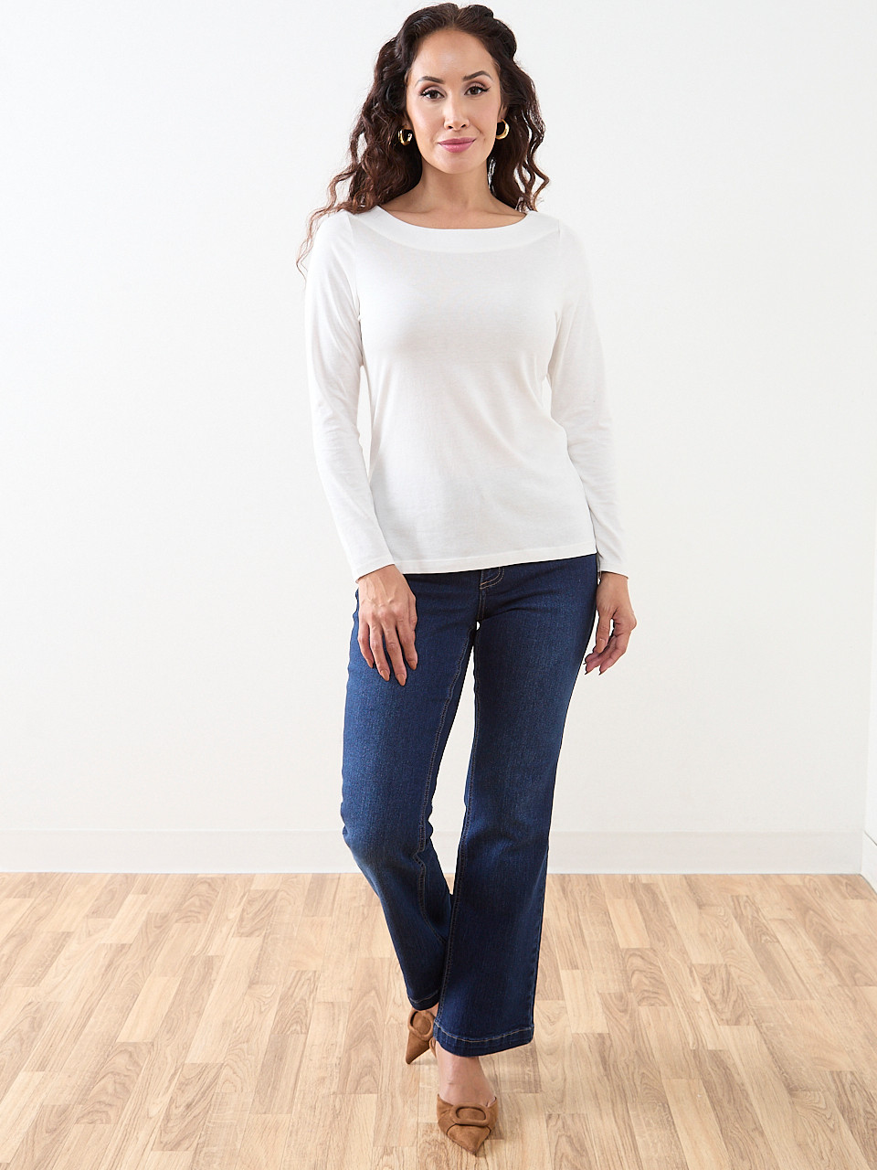 Petite Layering Boat Neck Tee