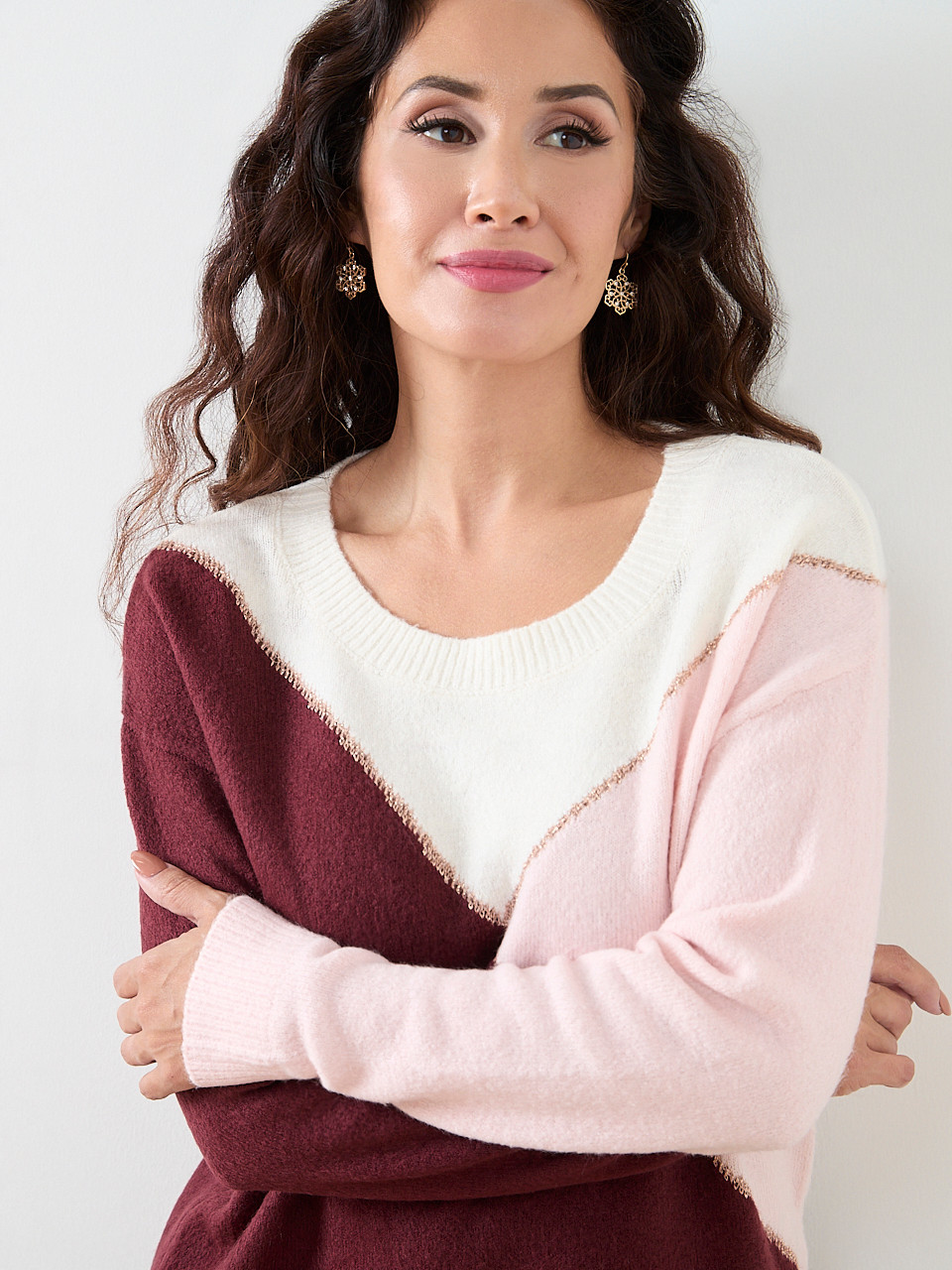 Petite Long Sleeve Colour Block Sweater