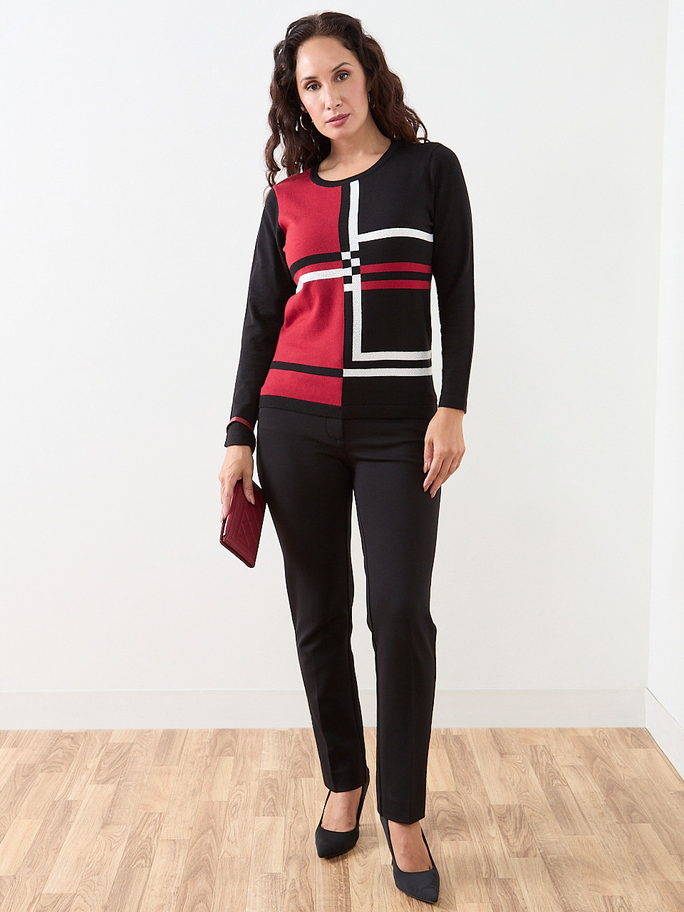 Petite Long Sleeve Colourblock Sweater