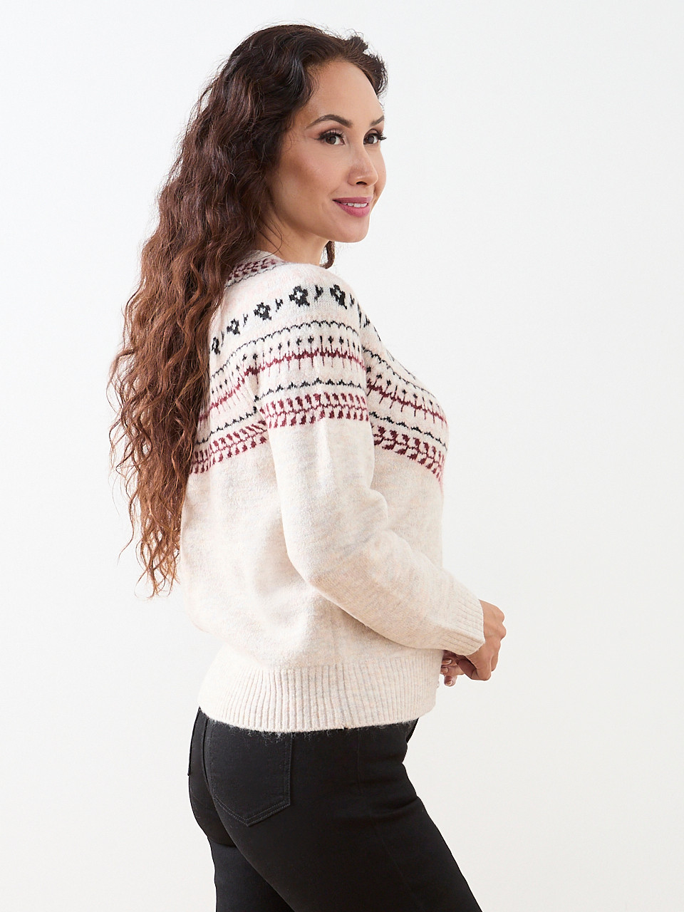 Petite Long Sleeve Fairisle Cardigan Sweater
