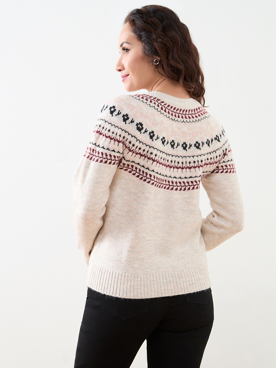 Petite Long Sleeve Fairisle Cardigan Sweater