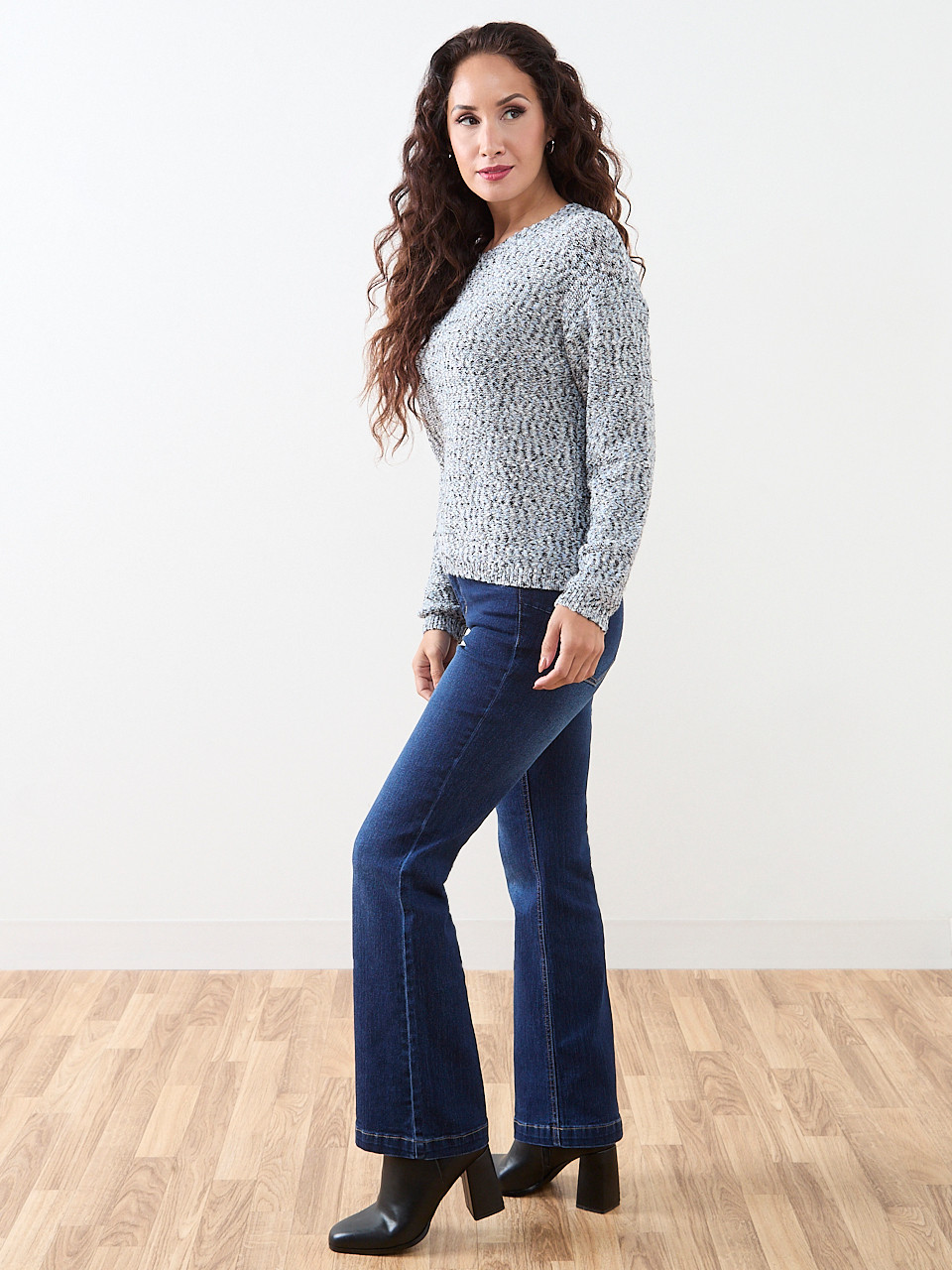 Petite Long Sleeve Multi-Stitch Sweater