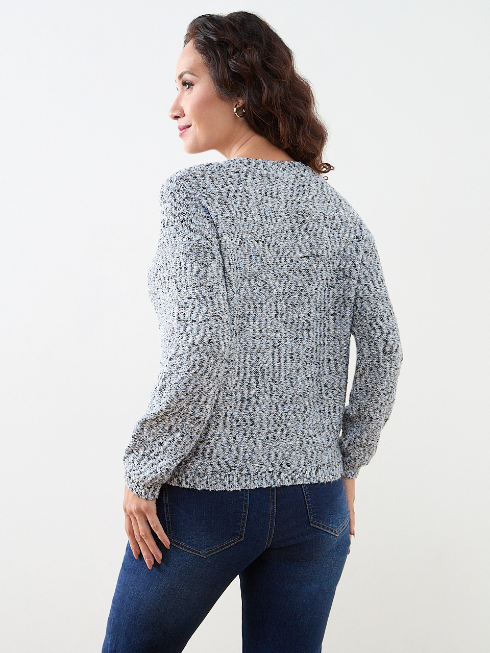 Petite Long Sleeve Multi-Stitch Sweater